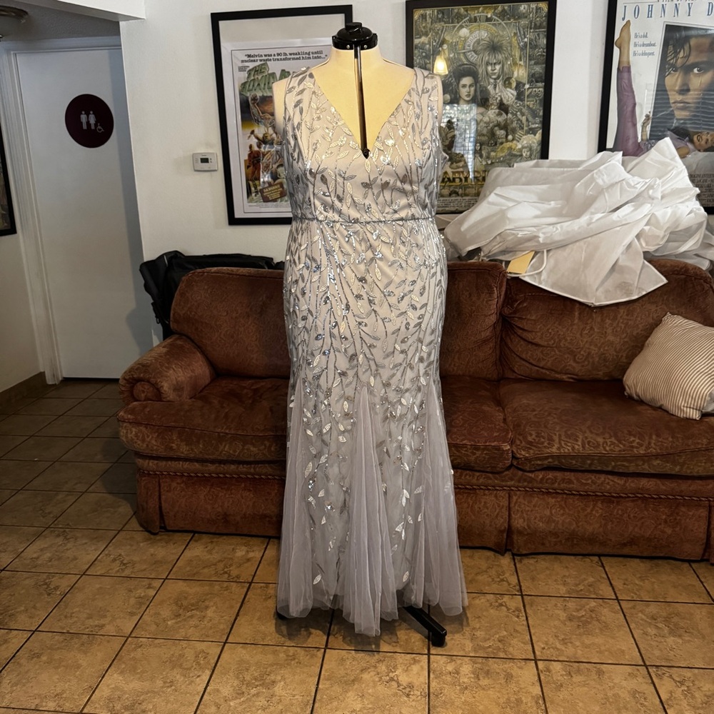 Stunning Silver Sequin Evening Dress